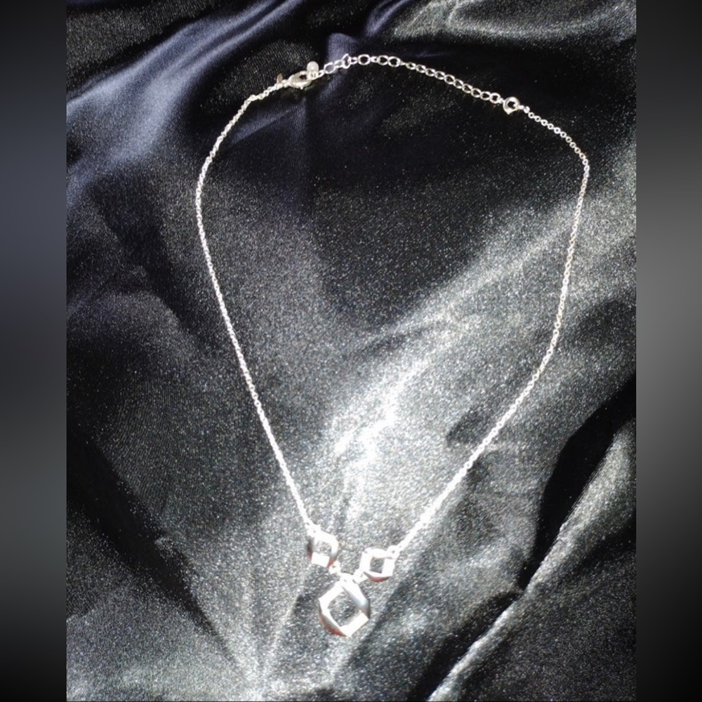 SAQ By AVON Silver and Rhinestone Multi Square Necklace